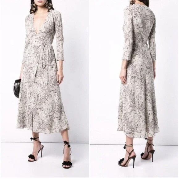 Reformation NEW Jaz Wrap Midi Dress In Python Size XS - Picture 4 of 16